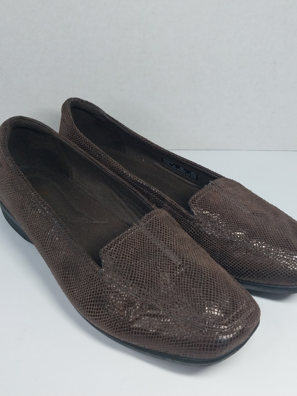 Clarks Haydn Harvest Womens Size 8 W Lizard Print Preppy Leather Loafer Shoes